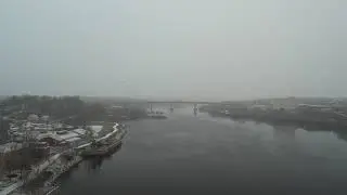 Flying in a snowstorm with a seagull