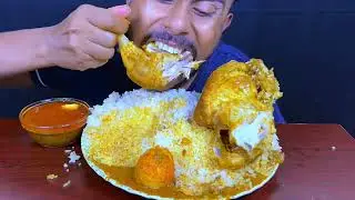 ASMR : Eating Spicy 🥵 mutton Curry, Full chicken🔥 Egg Curry, Fish Fry😋Omlette, With Rice || ASMRSHOW