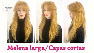 Corte melena muy larga con capas muy cortas