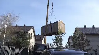 EDJUSTA gable roof modern outdoor sauna delivery to its owner
