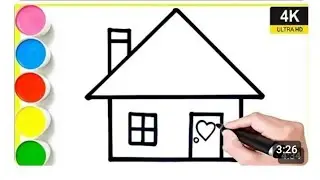 Simple House 🏠 Picture drawing,colouring painting for kids and toddlers||How to draw House easy||