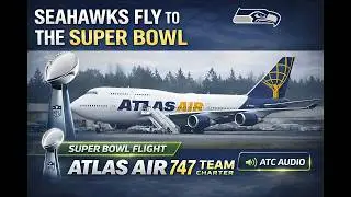 Atlas Air Boeing 747 Carries Seattle Seahawks to the Super Bowl | Sea-Tac Takeoff (4K)