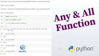 Python Numpy Tutorial - 16 ... Any & All Function