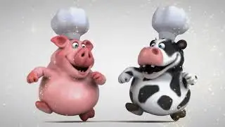 Cute Cow & Pig Dancing Together 🐄🐖 Happy Cooking Friends - Uplifting Feel-Good Music
