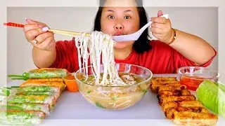 PHO + SPRING ROLLS + EGG ROLLS MUKBANG 먹방 (EATING SHOW!)