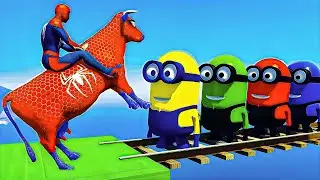 Long Slide Game With Elephant Gorilla Buffalo Hippopotamus Tiger - 3d Animal Game - Funny 3d Animals