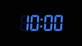 10 Seconds Digital Countdown Timer | Black Background | Blue Text | No Sounds
