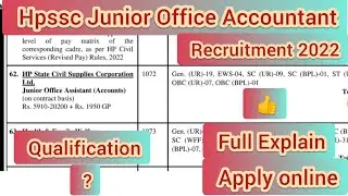 Hpssc Junior Office Accountant Recruitment 2022 Apply Online #hpssc #hpjoa #hpgovtjob