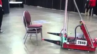 Helping stack chairs at the convention center