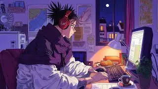 Anime Quiet Night Study ☕ Soft Lofi Beats, Moonlit City View & Calm Focus Vibes | Relax