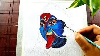 Angry Kali Maa Painting || Maa Kali canvas painting with acrylic colour.