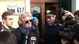 Ex-comedian Beppe Grillo votes in Italian election