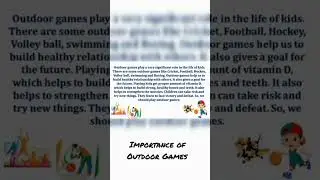 Importance of Outdoor Games | a few lines for kids