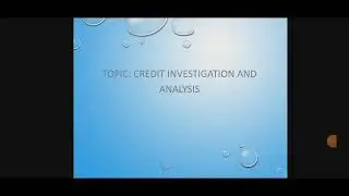 CREDIT INVESTIGATION AND ANALYSIS