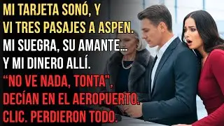 Mi Tarjeta Avisó: “3 Pasajes a Aspen”. Mi Marido, Su Amante y Mi Suegra… Pagados con Mi Dinero.✈️💳🔥