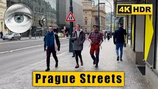 Prague Walking tour: Na Př&iacute;kopě - Wenceslas Square - N&aacute;rodn&iacute; - Vltava 🇨🇿 Сzech Republic 4k HDR ASMR