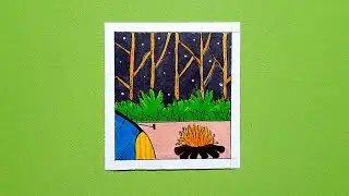 Drawing and Colouring #42 / forest camp fire