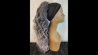GRAY Drawstring Ponytail Extension * HUMAN HAIR Synthetic * Grey Silver Long Curly Wavy Curls Pony