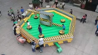 classic commercial party rental mechanical ride games 6 man toxic meltdown inflatable wipeout