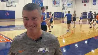 Boise State men's basketball coach Leon Rice catches up with the media on Sept. 16th, 2022