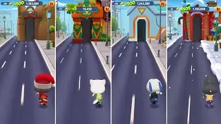 Talking Tom Gold Run Santa Tom vs Eco Angela vs Deputy Hank vs Talking Becca Android Gameplay