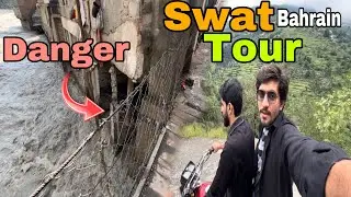 Tour Bahrain Swat on Bike 🏍️ | Building in Danger By Swat River | Swat Flood | Bahrain Swat 