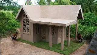 Spend 15 minutes Build Beautiful Dream Mud House By Wood And Bamboo For Living In Forest