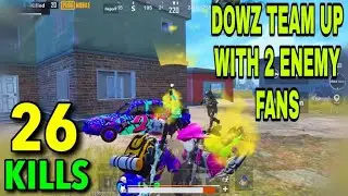 DOWZ TEAM UP WITH TWO ENEMY FANS||SOLO VS SQUAD||pubg mobile,dowz meet two fans,dowz pubg mobile,