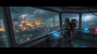 Cosmic Drift Lofi - Rainy Outpost Watchtower: Dark Industrial Lofi Beats for Study, Focus & Rain