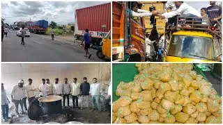 Bhima River bridge closed for traffic due to flood | Tipu Sultan Foundation helped drivers standing 