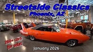 FOR SALE !! CLASSIC CAR SHOWROOM TOUR !! Streetside Classics Phoenix January 2026 - muscle cars