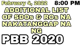 ADDITIONAL LIST OF SDOs & ROs WITH RELEASED PBB 2020|February 4, 2022