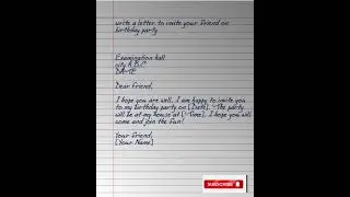 Write a letter to invite your friend to your birthday party | Invitation letter