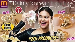 Pinterest Inspired Dainty Korean Earrings Haul Under ₹199 😲 Meesho Jewellery Haul 😍 Varsha Meghani