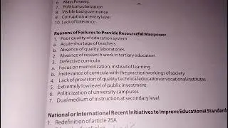 education in Pakistan has failed to produce efficient human resource important  successor essay