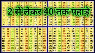 2 se 40 Tak pahade || 2 से लेकर 40 तक पहाड़े @pahadapustak