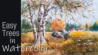 How to Paint Trees Easily in a Watercolor Landscape – Step by Step with JD #landscapeart #painting