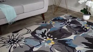Modern Large Floral Non Slip Area Rug - 505 Blue