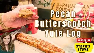 Pecan Butterscotch Yule Log - Easy Retro No-Bake Holiday Recipe - Steph&rsquo;s Stove