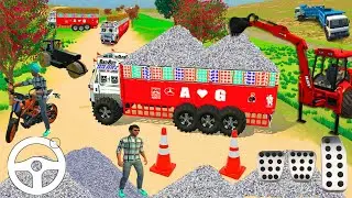 Drive KTM DUKE 390 and Truck 3 JCB Unloading Stone From Dumper Truck in Game 🔥Part 394 #gamingvideos