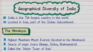 📝FREE Notes | Geographical Diversity of India | Class 7 Social Science | NCERT | Handwritten