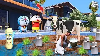 Shinchan & Franklin Garage Turns Into Milk Diary Shop 🥛 In GTA 5 Telugu