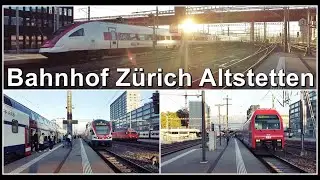 Morgentlicher Zugverkehr beim Bahnhof Zürich Altstetten, Stadt Zürich, Schweiz 2022