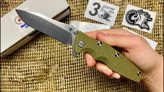 Rick Hinderer Eklipse Spearpoint Tri-Way, Stonewashed Blue, OD Green G-10, CPM-S45VN
