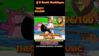 Harish Karthikeyan got 96 marks with distinction in grade 2 Theory of Music Trinity College London
