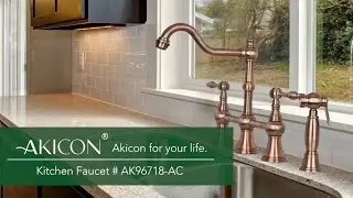 Akicon Antique Copper Bridge Kitchen Sink Faucet with Solid Brass Side Sprayer Model# AK96718-AC