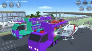 🚛🚒💵Monster Truck Loading Purple and Red Cars at Town Hall//sakura school simulator 