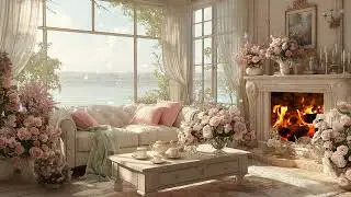 🎹🌷 Peaceful Spring Piano | Candles Flowers & Fireplace (3 Hours) | Relax Focus Rest Meditation Sleep