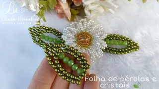 FOLHA de PÉROLAS e CRISTAIS.