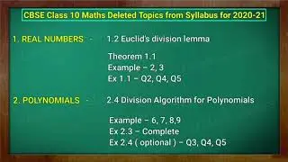 Reduce slabus for class 10 th C.B.S.E. maths slabus exam pre boards2020-2021.